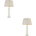 2 PACK Frosted Crystal Table Lamp - Grey Linen Mix Fabric Shade - 630mm Tall Light - 7W LED E14