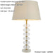 Frosted Crystal Table Lamp - Ivory Linen Mix Fabric Shade - 630mm Tall Light - 7W LED E14