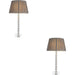 2 PACK Clear Crystal Glass & Bright Nickel Plate Table Lamp - Charcoal Silk Shade - 575mm Tall Light - 7W LED E14