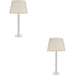 2 PACK Clear Crystal Glass & Bright Nickel Plate Table Lamp - Grey Fabric Shade - 590mm Tall Light - 7W LED E14