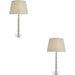 2 PACK Clear Crystal Glass & Bright Nickel Plate Table Lamp - Ivory Fabric Shade - 590mm Tall Light - 7W LED E14