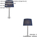 2 PACK Clear Crystal Glass & Bright Nickel Plate Table Lamp - Midnight Blue Silk Shade - 595mm Tall Light - 7W LED E14