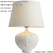 Matt White Ceramic Table Lamp - Ivory Linen Mix Fabric Shade - 445mm Tall Light - 23W E27 Gls