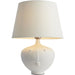 Matt White Ceramic Table Lamp - Ivory Linen Mix Fabric Shade - 445mm Tall Light - 23W E27 Gls