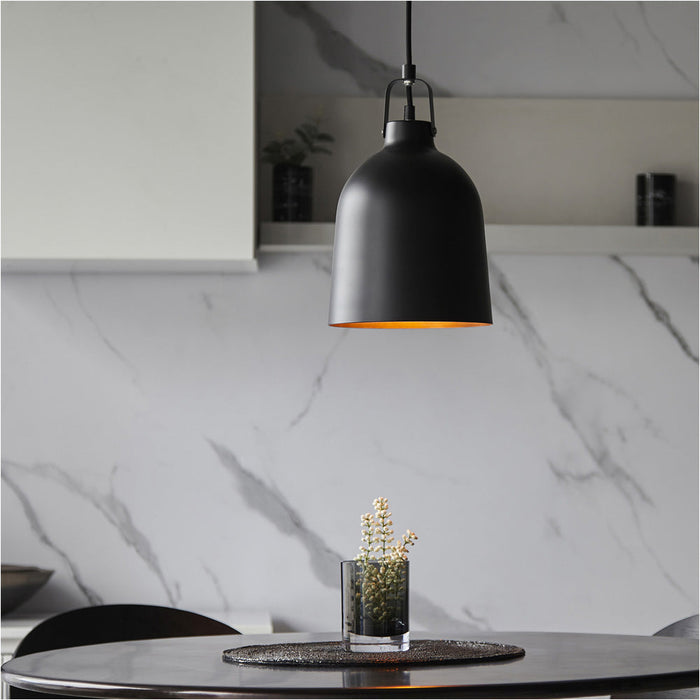 Hanging Ceiling Pendant Light - Matt Black & Aged Pewter Paint - 10W LED E27