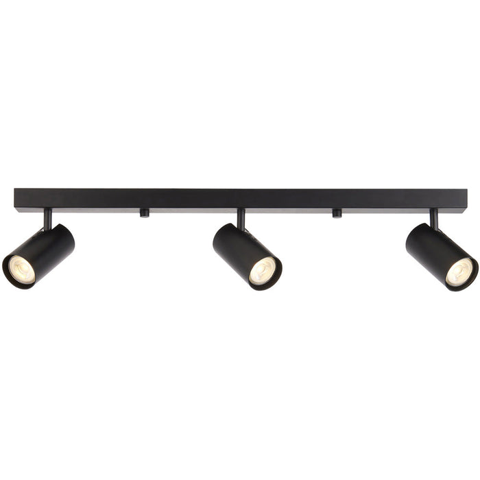 Matt black Ceiling Spot Light - 3 x 7W LED GU10 Bar Plate - Dimmable Modern industrial style