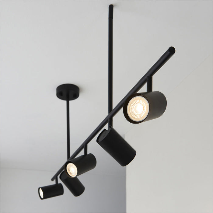 Matt black Ceiling Spot Light - 5 x 7W LED GU10 Bar - Dimmable Impressive modern design