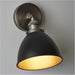 Indoor Aged Pewter Plate Task Wall Light - Matt Black Paint Shade - Dimmable