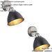 2 PACK Indoor Aged Pewter Plate Task Wall Light - Matt Black Paint Shade - Dimmable