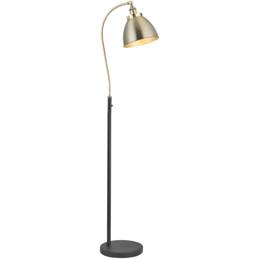 1600mm Floor Lamp - Antique Brass & Matt Black Industrial Resto Adjustable - Standing LED Light Base & Shade