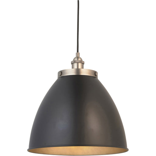 Hanging Ceiling Pendant Light - Large - Aged Pewter Plate & Matt Black Paint - 10W LED E27