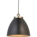 Hanging Ceiling Pendant Light - Large - Aged Pewter Plate & Matt Black Paint - 10W LED E27