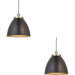 2 PACK Hanging Ceiling Pendant Light - Large - Aged Pewter Plate & Matt Black Paint - 10W LED E27