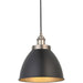 Hanging Ceiling Pendant Light - Small - Aged Pewter Plate & Matt Black Paint - 10W LED E27