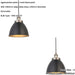 2 PACK Hanging Ceiling Pendant Light - Small - Aged Pewter Plate & Matt Black Paint - 10W LED E27