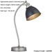 Aged Pewter & Matt Black Task Lamp - Modern Industrial Look Table Light - Toggle Switch