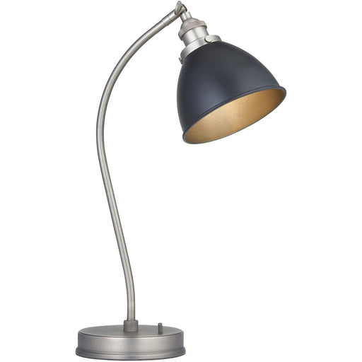 Aged Pewter & Matt Black Task Lamp - Modern Industrial Look Table Light - Toggle Switch