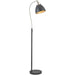 1600mm Floor Lamp - Aged Pewter & Matt Black Industrial Resto Adjustable - Standing LED Light Base & Shade