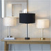 Satin Brass Plate & Clear Glass Table Lamp - Vintage White Fabric Shade - 440mm Dimmable Tall Light