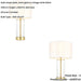 2 PACK Satin Brass Plate & Clear Glass Table Lamp - Vintage White Fabric Shade - 440mm Dimmable Tall Light