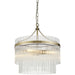 Multi Arm Hanging Ceiling Pendant Light - Antique Brass Plate & Clear Glass - 3 X 7W LED E14