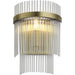 Indoor Antique Brass Plate Wall Light - Clear Glass Rod Decorative Shade - Dimmable