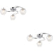 2 PACK Chromesemi Flush Low Ceiling Light - Clear Glass With Clear Glass Beads - Multi Arm Glass - 3 X 3W LED G9