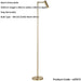 1250mm Floor Lamp - Warm Brass Modern Sofa Reading - Standing LED Light Base & Shade