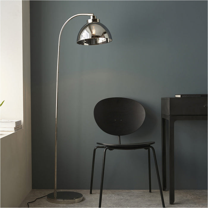 1440mm Floor Lamp - Bright Nickel & Mirrored Glass Contemporary Sleek - Standing LED Light Base & Shade