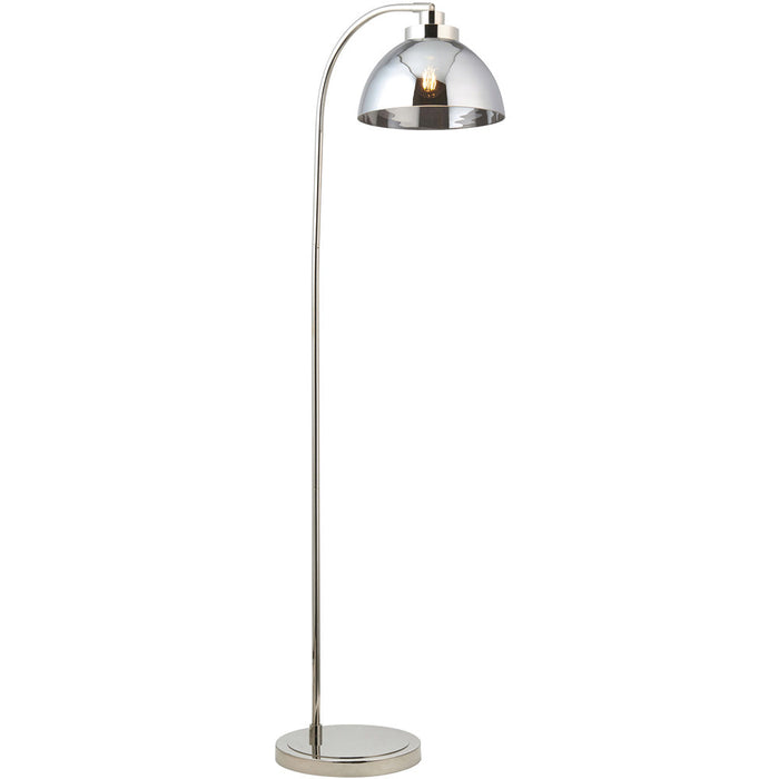 1440mm Floor Lamp - Bright Nickel & Mirrored Glass Contemporary Sleek - Standing LED Light Base & Shade