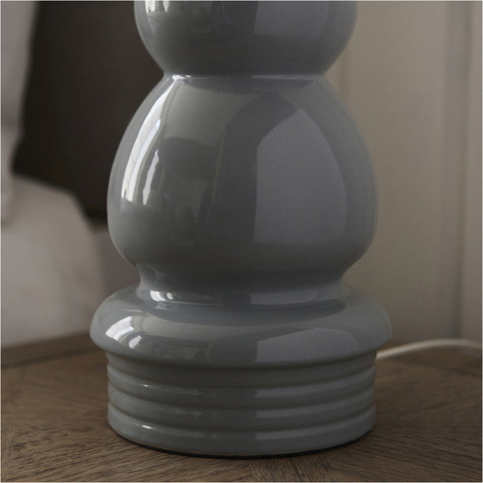 2 PACK Ceramic Pale Grey Glazed Lamp Base - 445mm Tall Ball Effect Table Light - E27 Bulb Fitting