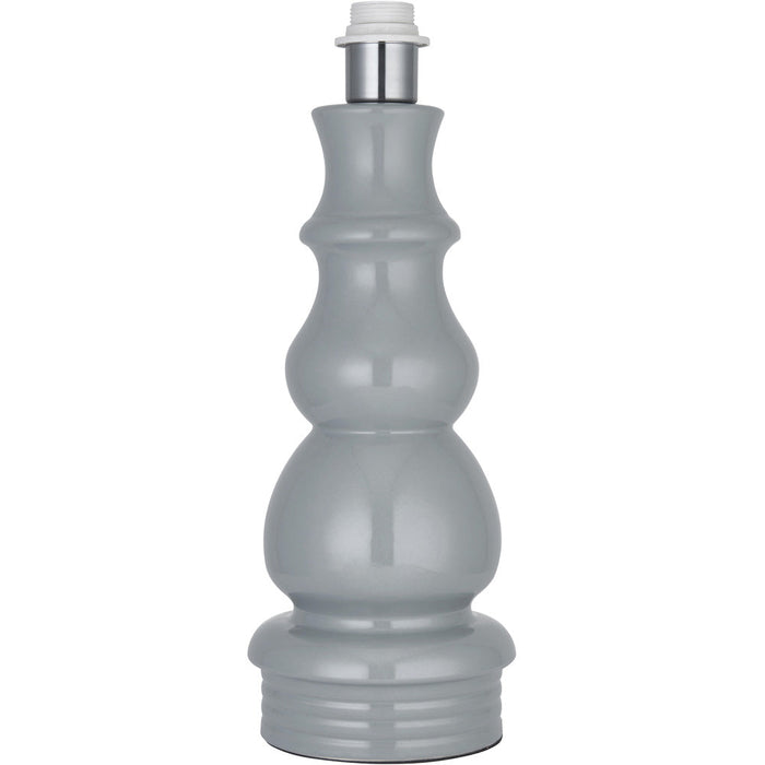 Ceramic Pale Grey Glazed Lamp Base - 445mm Tall Ball Effect Table Light - E27 Bulb Fitting