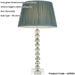 Grey Green Tinted Crystal Glass Table Lamp - Fir Silk Shade - 575mm Tall Light - 7W LED E14