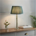 Grey Green Tinted Crystal Glass Table Lamp - Fir Silk Shade - 575mm Tall Light - 7W LED E14