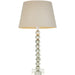 Grey Green Tinted Crystal Glass Table Lamp - Grey Fabric Shade - 590mm Tall Light - 7W LED E14