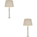 2 PACK Grey Green Tinted Crystal Glass Table Lamp - Grey Fabric Shade - 590mm Tall Light - 7W LED E14