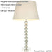 Grey Green Tinted Crystal Glass Table Lamp - Ivory Fabric Shade - 590mm Tall Light - 7W LED E14