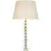 Grey Green Tinted Crystal Glass Table Lamp - Ivory Fabric Shade - 590mm Tall Light - 7W LED E14