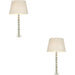 2 PACK Grey Green Tinted Crystal Glass Table Lamp - Ivory Fabric Shade - 590mm Tall Light - 7W LED E14