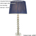 Grey Green Tinted Crystal Glass Table Lamp - Midnight Blue Silk Shade - 595mm Tall Light - 7W LED E14