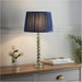 Grey Green Tinted Crystal Glass Table Lamp - Midnight Blue Silk Shade - 595mm Tall Light - 7W LED E14