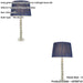 2 PACK Grey Green Tinted Crystal Glass Table Lamp - Midnight Blue Silk Shade - 595mm Tall Light - 7W LED E14