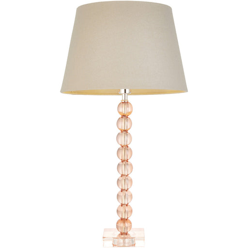 Blush Crystal Glass Table Lamp - Grey Fabric Shade - 590mm Tall Light - 7W LED E14