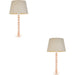 2 PACK Blush Crystal Glass Table Lamp - Grey Fabric Shade - 590mm Tall Light - 7W LED E14