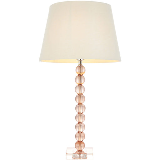 Blush Crystal Glass Table Lamp - Ivory Fabric Shade - 590mm Tall Light - 7W LED E14