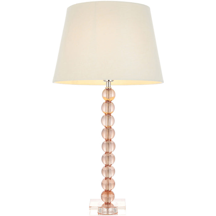 Blush Crystal Glass Table Lamp - Ivory Fabric Shade - 590mm Tall Light - 7W LED E14