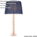 Blush Crystal Glass Table Lamp - Midnight Blue Silk Shade - 595mm Tall Light - 7W LED E14