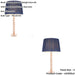 2 PACK Blush Crystal Glass Table Lamp - Midnight Blue Silk Shade - 595mm Tall Light - 7W LED E14