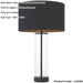 Matt Black & Clear Glass Dimmable Table Lamp - Black Cotton Fabric Shade - 570mm Tall Light - 10W LED E27