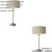 2 PACK Brushed Chrome Plate Table Lamp - Natural Linen Shade - 447mm Tall Light - 7W LED E14